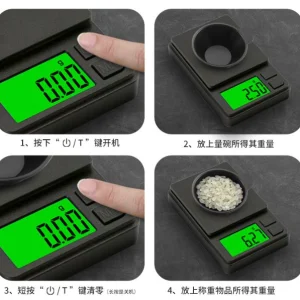 ترازوی دیجیتال جیبی CX-T2 با نور پس‌زمینه سبز و دقت ۰.۰۱ گرم