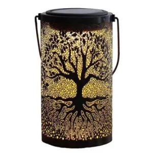 چراغ تزئینی باغچه‌ای طرح درخت با نور خورشیدی و افکت سایه