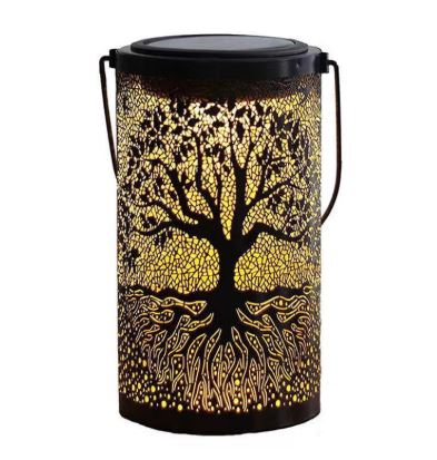 چراغ تزئینی باغچهای طرح درخت با نور خورشیدی و افکت سایه