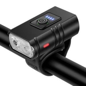 چراغ جلوی دوچرخه دو لامپه T6 با نمایشگر شارژ باتری