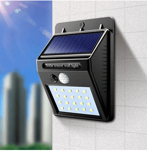 چراغ دیواری خورشیدی فضای باز با حسگر حرکتی و نور چهارطرفه
