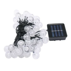 ریسه چراغ LED خورشیدی حبابی کریستالی مناسب تزئین فضای باز