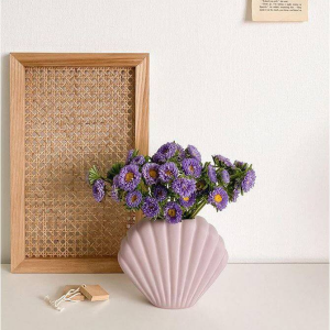 گلدان سرامیکی رومیزی طرح صدف سبک نوردیک