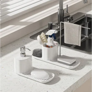 جا‌مایعی دستی آشپزخانه با پایه و اسفنج