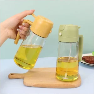 بطری روغن‌ریزی شیشه‌ای با درب اتوماتیک ضدچکه