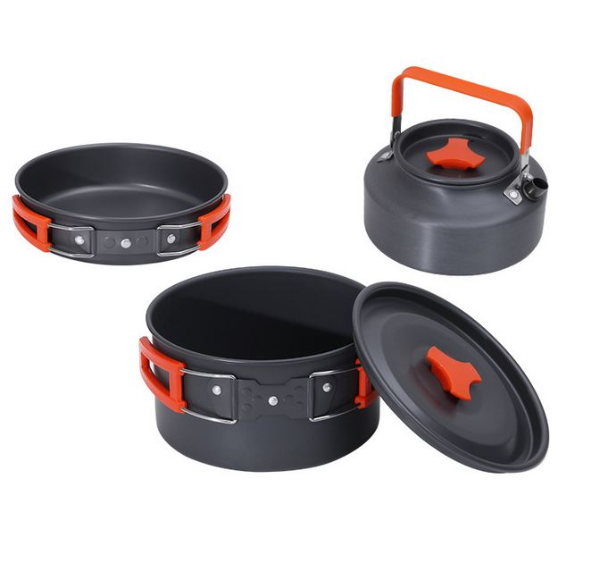 ست کامل ظروف پختوپز کمپینگ با کتری و ماهیتابه