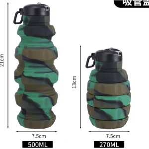 بطری آب ورزشی سیلیکونی تاشو طرح نارنجک