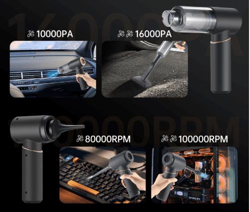 جارو شارژی پرقدرت خودرو با قابلیت دمنده و بادکننده