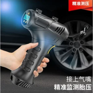 پمپ باد خودرو بی‌سیم و شارژی با نشانگر فشار و نور LED