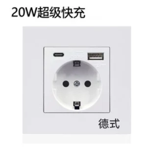 پریز دیواری چندمنظوره با شارژر USB و Type-C مدل اروپایی