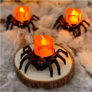 چراغ شب فانتزی مدل کدوی هالووین و عنکبوتی (بسته ۴ عددی)
