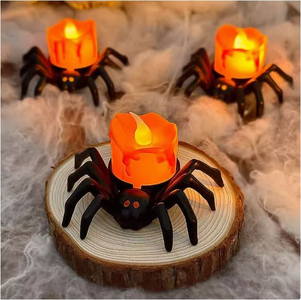 چراغ شب فانتزی مدل کدوی هالووین و عنکبوتی (بسته ۴ عددی)