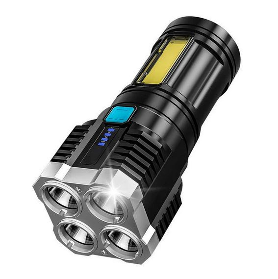 چراغ قوه LED شارژی بدنه پلاستیکی با کابل شارژ