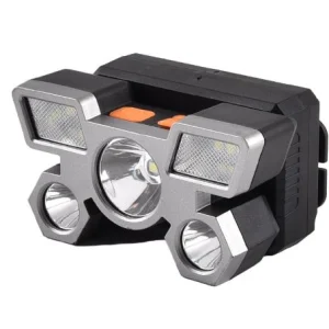 هدلامپ ۵ چراغه LED با طراحی هواپیمایی و شارژ USB مناسب برای فضای باز و معدن