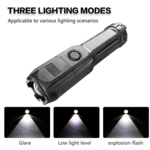 چراغ‌قوه LED سه‌چشمی مناسب فضای باز با شارژ مغناطیسی و باتری بادوام