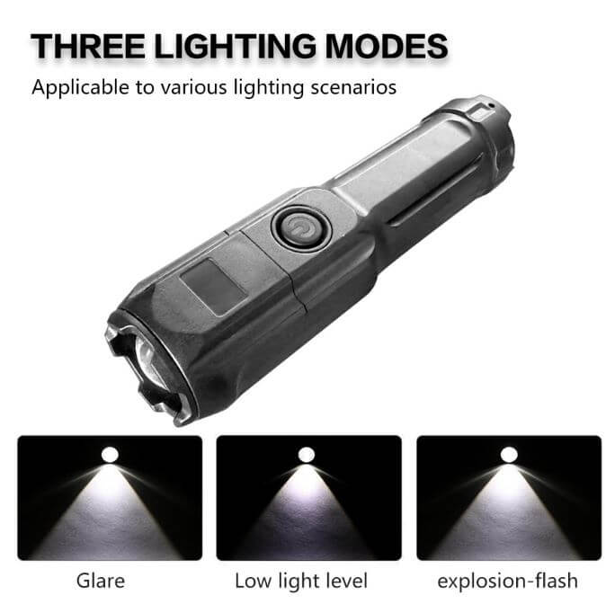 چراغقوه LED سهچشمی مناسب فضای باز با شارژ مغناطیسی و باتری بادوام