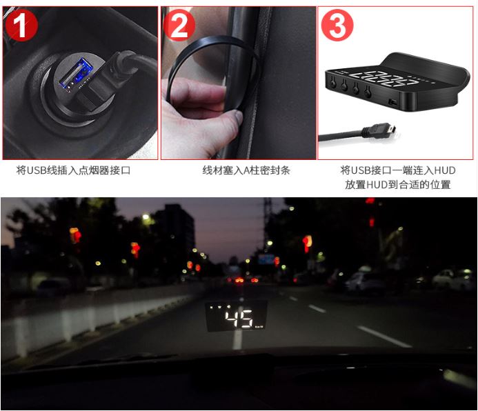 نمایشگر هدآپ خودرو مدل M1 با GPS و سرعتسنج