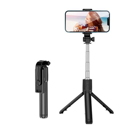 مونوپاد بلوتوثی با سهپایه و چراغ نورپرداز مناسب موبایل