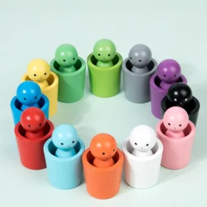 آدمک‌های رنگی آموزشی مونته‌سوری با لیوان دسته‌بندی