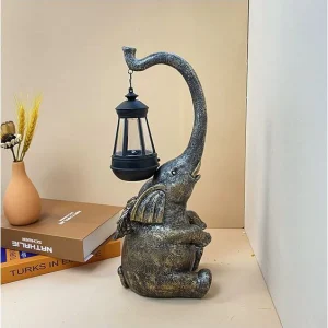 مجسمه چراغ‌دار خورشیدی فیل مخصوص باغ و حیاط