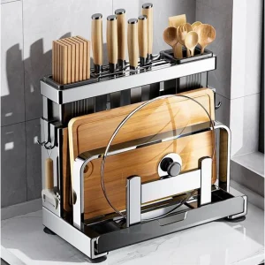 جاچاقویی و جا تخته‌ خردکن استیل چندکاره دیواری