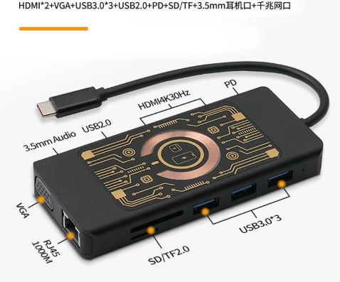 داک وایرلس ۱۲ کاره با پورت شبکه گیگابیتی مخصوص لپتاپ