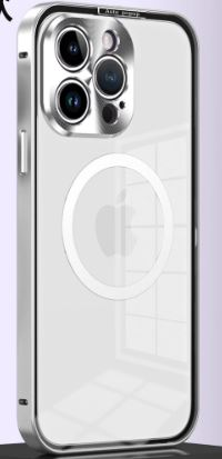 قاب مغناطیسی شفاف با فریم فلزی مناسب آیفون 13 و 15 پرو