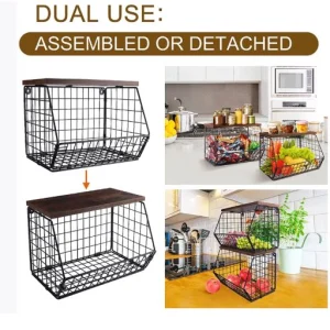 سبد میوه چندکاره فلزی قابل روی‌هم برای آشپزخانه