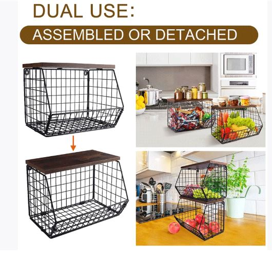 سبد میوه چندکاره فلزی قابل رویهم برای آشپزخانه