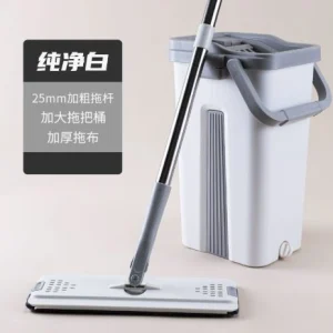 سطل و تی زمین‌شوی تخت بدون نیاز به چلاندن دستی – مناسب خانه و کف‌پوش