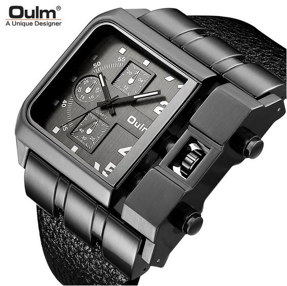 ساعت مردانه Oulm مدل 3364 با صفحه بزرگ و بند چرمی مصنوعی