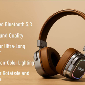 هدفون بلوتوثی بی‌سیم روگوشی طرح رترو با بیس قوی و کاهش نویز