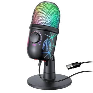 میکروفون کندنسر V5 با نورپردازی RGB مخصوص استریم، ضبط و بازی