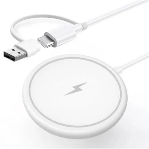 شارژر بی‌سیم مغناطیسی سریع ۱۵ وات با درگاه USB و Type-C