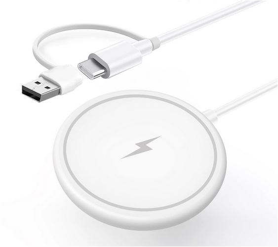 شارژر بیسیم مغناطیسی سریع ۱۵ وات با درگاه USB و Type-C