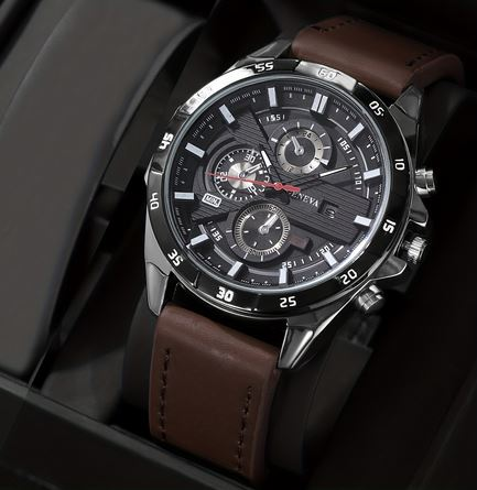Geneva Style Quartz Watch with Calendar