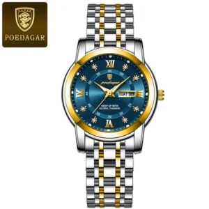 POEDAGAR Women's Waterproof Luminous Dual Calendar Watch