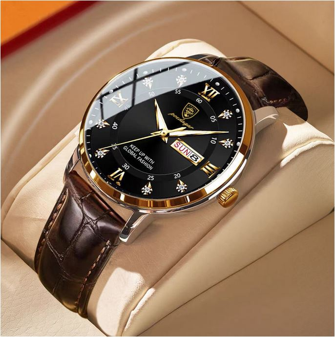 ساعت مردانه ضدآب چرمی شبنما برند POEDAGAR - Image 2